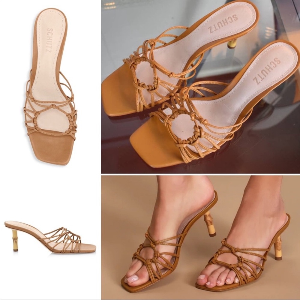 SCHUTZ Y2K Trendy Bamboo Square Toe Heel Sandals sz. 7.5